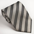 Platinum Ties Men's Striped 'Black & White' Tie