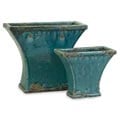 Set of 2 Argento Fan Distressed Turquoise Planters
