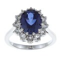 Sterling Essentials Sterling Silver Created Sapphire and White Topaz Diana Ring