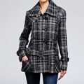 Nicole Miller Women's Plaid Wool-blend Low Belted Coat