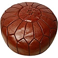 Leather Chocolate Brown Pouf Ottoman (Morocco)
