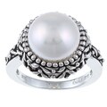 Pearls For You Sterling Silver White Freshwater Pearl Ring (11.5-12 mm)