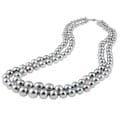 DaVonna Silver Grey FW Pearl 2-row Graduated Necklace (6-11 mm)