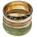 Set of 7 Brass Green Tropic Bloom Bangles (India)