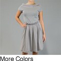 AtoZ Women's Cap Sleeve Pleated Waist Dress