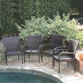 Christopher Knight Home Outdoor PE Wicker Stackable Arm Club Chairs (Set of 4)