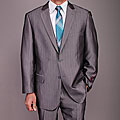 Carlo Lusso Men's Grey Herringbone 2-Button Suit