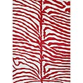 Alliyah Handmade New Zeeland Blend Zebra Off White Rug (5' x 8')