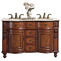 Wood and Travertine 55-inch Double Bathroom Vanity