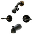 Double-handle Oil Rubbed Bronze Bath Tub and Shower Head Set