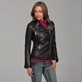 MICHAEL Michael Kors Women's Black Leather Asymmetrical Zipper Jacket