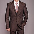 Giorgio Fiorelli Men's Brown Micro-stripe 2-button Slim-fit Suit