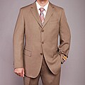 Bertolini Men's Taupe Sharkskin Wool/Silk Blend 3-button Suit