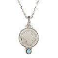 American Coin Treasures Silver Barber Dime Aqua Crystal Pendant Necklace