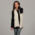 Portolano Women's Ivory/ Black Cashmere Bow Scarf