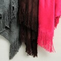 Cashmere Showroom Furry Cloud Throw with Super Long Fringes