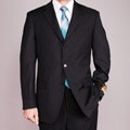 Bertolini Men's Black Tonal Stripe Wool/Silk Blend 3-button Suit