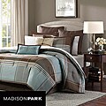 Madison Park Davenport Blue/ Brown 8-piece Queen-size Comforter Set