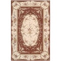 Hand-tufted French Empire Orange Floral Wool Rug (7'3 x 9'3)