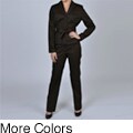 Larry Levine Signature Women's Belted Jacket Pant Suit