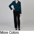 Signature by Larry Levine Women's Tab-side Belted Pant Suit