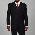 Bendetti Men's Black Shadow Stripe Wool 4-button Suit