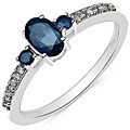 Malaika 10k White Gold Sapphire and 1/10ct TDW Diamond Ring (I-J, I2-I3)