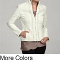 Big Chill Women's Ruffled Stitched Faux Leather Jacket