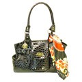 Vecceli Italy Crocodile Embossed Black Handbag