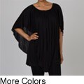 Elan Women's Sleeveless Tank with Pleated Poncho Top