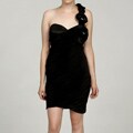Romeo & Juliet Women's One Shoulder Flower Trim Crinkle Dress