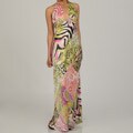 Issue New York Women's Animal/ Floral Print Silk Halter Maxi Dress