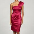 Jessica Simpson Women's Pink One-shoulder Satin Dress