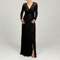 Vicky Tiel Women's Sequined Long Sleeved Evening Gown