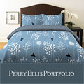 Perry Ellis Asian Lilly Blue Full/ Queen-size 3-piece Comforter Set