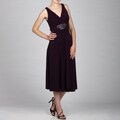 Jessica Howard Women's Sleeveless Sindonesiae Ruche Beading Drape Front Dress