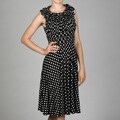 Jessica Howard Women's Petite Ruffle Neck Ruche Waist Fit Dress
