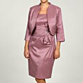 Jessica Howard Women's Plus 2-peice Bolero Jacke Pleated Bowtie Waist Sheath Dress