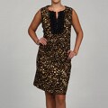 Jessica Howard Women's Plus Sleeveless Ruffle Beaded Sheath Dress