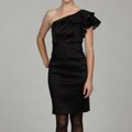 Jax Women's Black/ Grey Ruffle Shoulder Dress