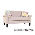 angelo:HOME Ennis Cream Chenille Sofa with Spring Sandstone Beige and Blue Floral Pillows