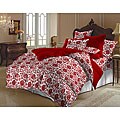 Red and White Flower Brocade Duvet Cover Set (India)