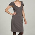 Robbie Bee Women's Grey Short-sleeve Ruche Dress