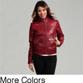 Sean John Women's Stand Collar Leather Jacket
