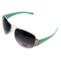 Women's Green Metal Aviator Sunglasses