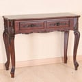 Carved Wood Queen Anne Two-drawer Style Hall Table
