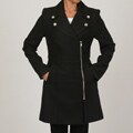 CoffeeShop Junior's Black Wool-blend Side-zip Coat