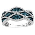Sterling Silver 3/8 ct TDW Blue and white Criss-Cross Diamond Cocktail Ring