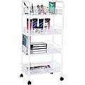 Indigo White Steel Four-shelf Mobile Organizer/Storage Taboret