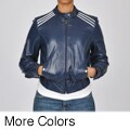 Knoles & Carter Women's Plus Size Contempo Racing Bomber Leather Jacket
